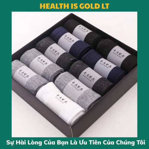 Hộp 10 đôi tất chống hôi chân xuất Nhật cao cấp, chất liệu cotton sợi tre co giãn và đàn hồi tốt